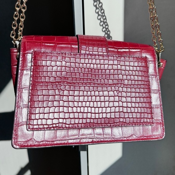 Michael Kors Embossed Gold Chain Leather Bag in Burgundy - Picture 6 of 17